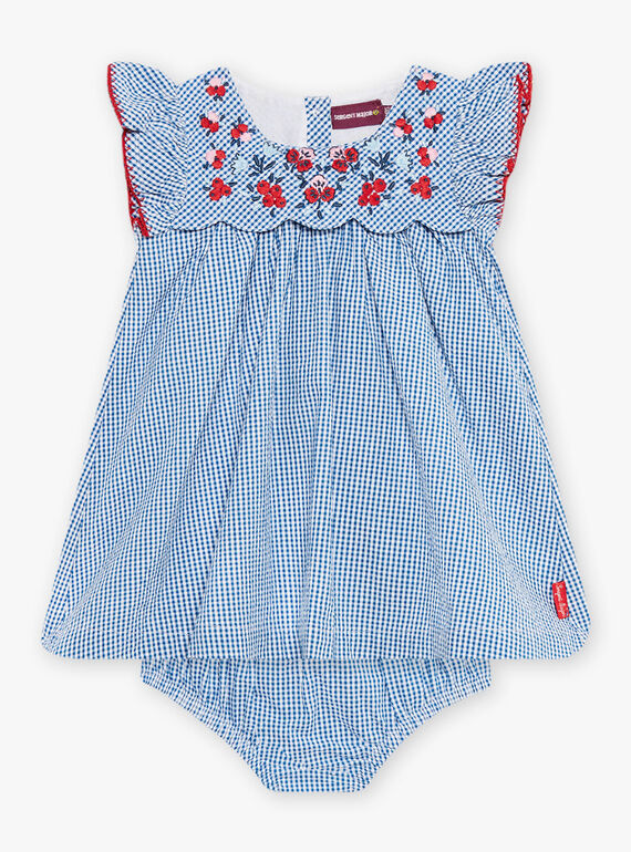 Baby Mädchen besticktes Kleid und Boomer-Set aus kariertem Seersucker CAFABIENNE / 22E1BF81ROB208