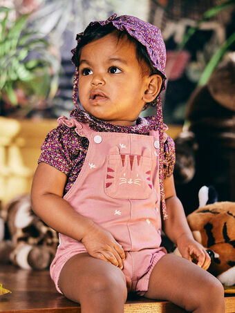 Baby Mädchen lila Twill-Strampler mit Tiger-Stickerei CAILFINE / 22E1BF91SAL708