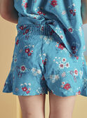 Kind Mädchen türkisfarbene Shorts mit Blumendruck CAUSHOETTE 2 / 22E2PFT4SHO202