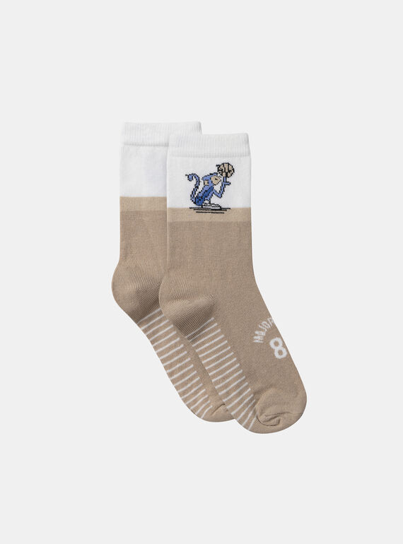 Zweifarbige Jacquard-Socken mit Affe MEPIAGE / 25E4PG81SOQ080
