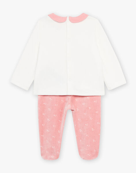 Pyjama aus Velours mit Hasenmotiv in Ecru und Rosa DEBORAH / 22H5BF21PYJ001