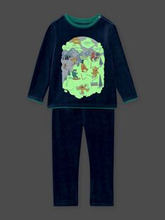 Pyjama-Set für Jungen aus Samt mit Monstern auf Skiern BISKIAGE / 21H5PG72PYJ717