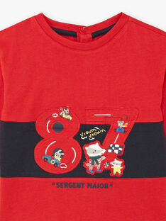 Rotes langärmeliges T-Shirt für Baby-Jungen mit Auto-Motiv BAPEPITO / 21H1BGM1TMLF528