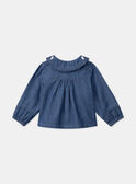 Blaue Jeansbluse mit Rüschenkragen LACARINE / 24H1BFJ1CHEP274