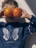 Blaues Sweatshirt mit aufgesticktem Schmetterlingsmotiv LESWETTE / 24H2PFJ1SWEC233