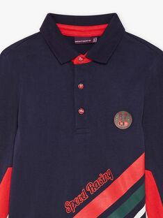 Marineblau und rot gestreiftes Poloshirt für Kind Junge BOCOLAGE / 21H3PGM1POLC228