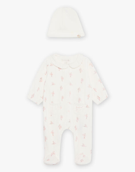 Schlafanzug, bedruckt mit Punkten und kleinen Straußen, Baby, Mädchen DORICE_B / 22H0NFH1GRE001