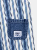 Lange blau-weiße Latzhose aus Denim mit Streifendruck LADEREK / 24H1BGJ1SALP274