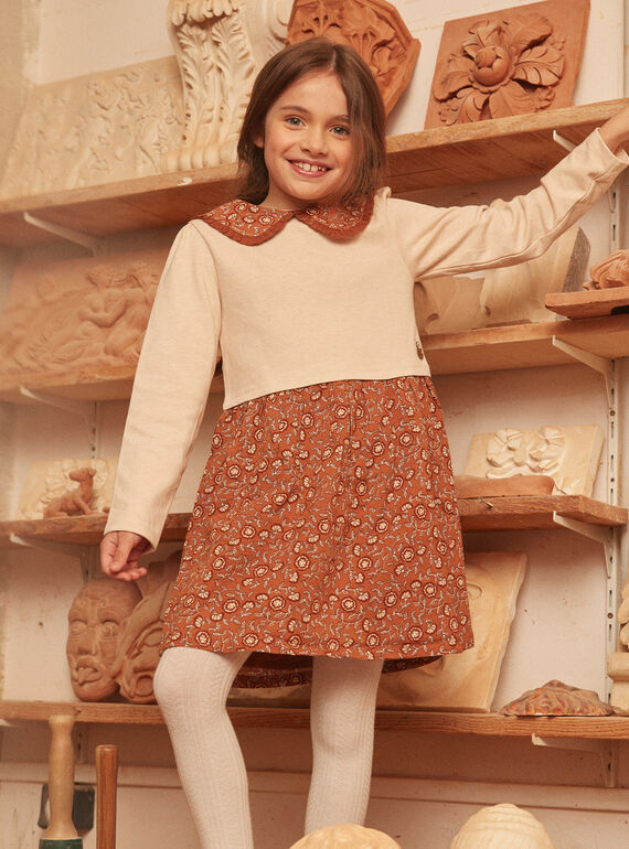 Kleid aus zwei Materialien mit Motiven LICHETTE / 24H2PFK1ROBD319