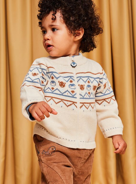 Strickweste mit Tier-Jacquard und Fantasiemuster beige DASICHARD / 22H1BGY1GILA001