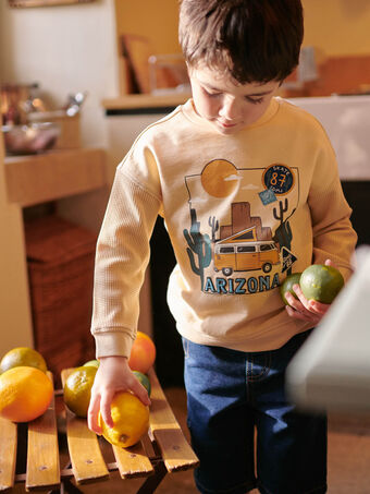 Beigefarbenes Sweatshirt mit Arizona-Muster für Kinder Junge CICIAGE / 22E3PGJ1SWE808