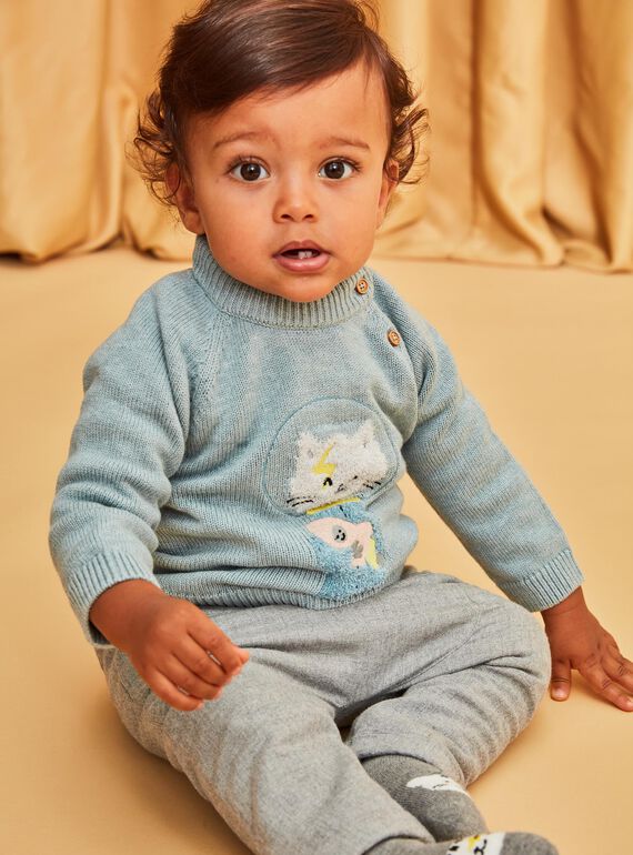 Mittelgroßer türkisfarbener Strickpullover DAUGO / 22H1BGZ2PUL219