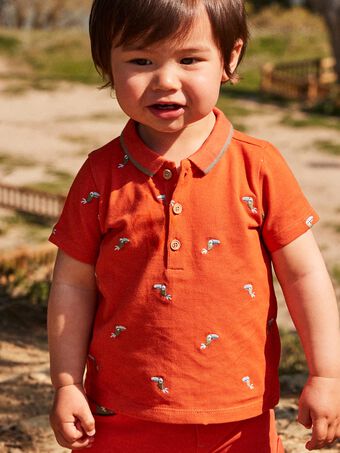 Baby Junge orangefarbenes Poloshirt CAWEDOU / 22E1BGP1POLF527