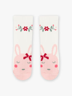 Baby Mädchen ecru Blume und Kaninchen Socken BAGIGI / 21H4BF91SOQ001