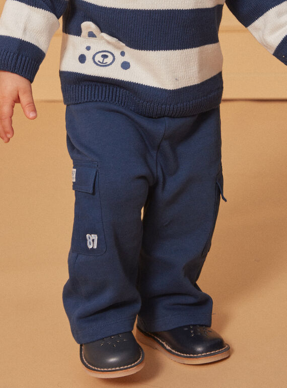 Bequeme marineblaue Hose mit Taschen in Cargo-Optik LADAMIEN / 24H1BGJ1PANC230