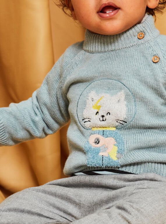 Mittelgroßer türkisfarbener Strickpullover DAUGO / 22H1BGZ2PUL219