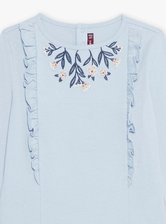 Frostblaues T-Shirt mit Rüschen DIACOLETTE / 22H2PFY2TML020