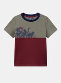 T-Shirt mit Dinosaurier-Print in Khaki und Bordeauxrot KILOAGE / 24E3PGC2TMC604