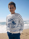 Pullover in Ecru und Blau mit Streifenmuster LERAYAGE / 24H3PGJ1SWE001