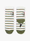 Gestreifte ecru Socken mit Papageien-Jacquard FIMOUAGE / 23E4PGD1SOQ001