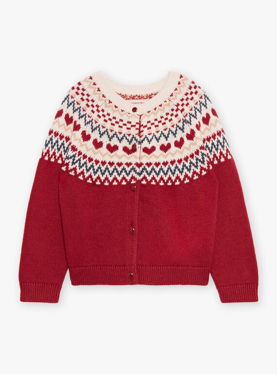 Rote und beigefarbene Strickjacke aus Wollgemisch DRIKERETTE / 22H2PFX2CARF526
