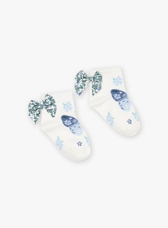 Jacquard-Socken mit Schmetterlings- und Blumenmuster FUCHUETTE / 23E4PFC1SOB001