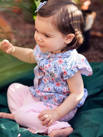 Ärmellose Bluse für Baby Mädchen mit Blatt und Blumendruck CANINI / 22E1BFK1CHE001