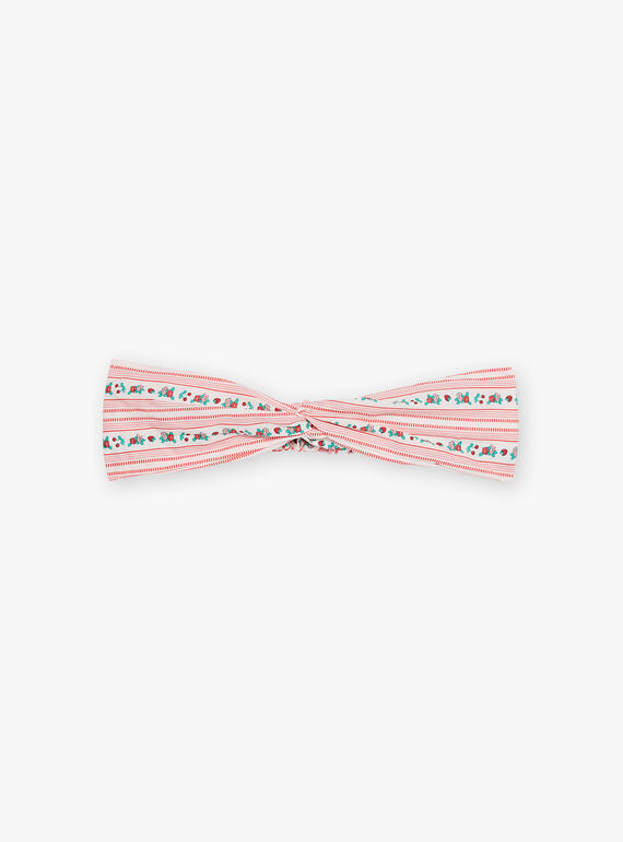Rotes, ecrufarbenes und grünes Stirnband mit Blumendruck und Streifen für Baby Mädchen CUIRAETTE / 22E4PFJ1BAN632