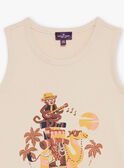 Sandfarbenes Tank Top mit Kamel- und Affenmuster FLIDEBAGE / 23E3PGP1DEB808