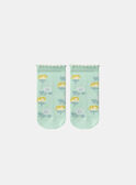 Céladonblaue Blumen-Jacquard-Socken KLISOZETTE / 24E4PFR1SOB204