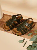 Offene Sandalen aus grünem Leder FESANDAGE / 23N10PG62D0E604
