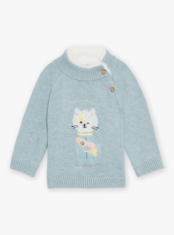 Mittelgroßer türkisfarbener Strickpullover DAUGO / 22H1BGZ2PUL219