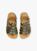 Offene Sandalen aus grünem Leder FESANDAGE / 23N10PG62D0E604