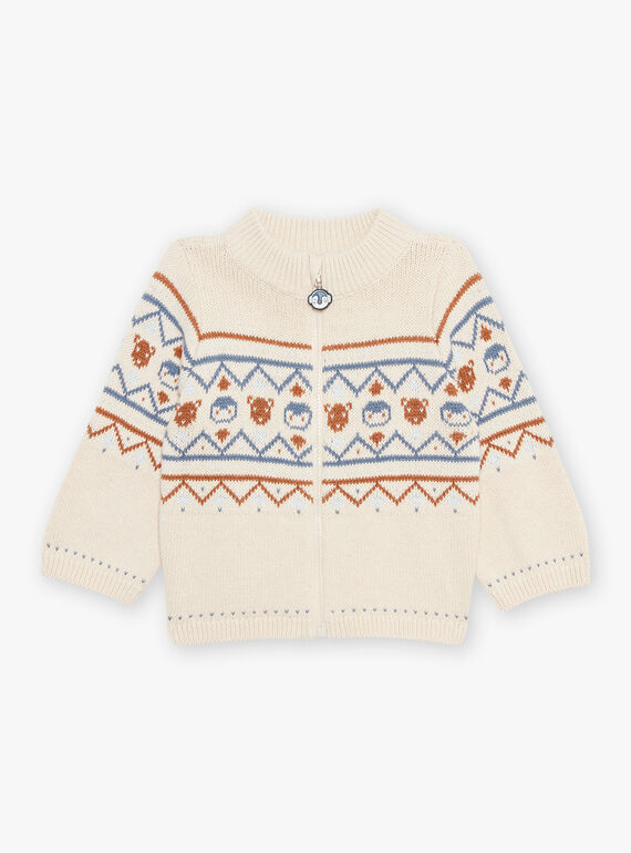 Strickweste mit Tier-Jacquard und Fantasiemuster beige DASICHARD / 22H1BGY1GILA001