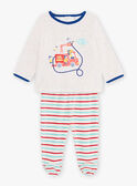 Schlafanzug für Baby Junge aus grauem Samt mit Feuerwehrauto CEFLORENT / 22E5BG41PYJJ920