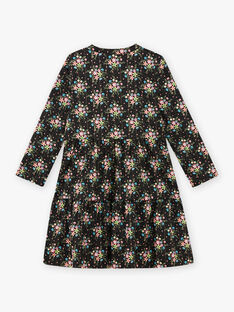 Schwarzes langärmeliges Kleid mit Blumendruck für Baby Mädchen BRITNETTE / 21H2PFM1ROB090