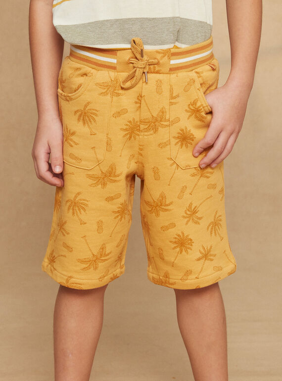 Orangefarbene Bermuda-Shorts mit Palmenprint aus Molton KRIMONAGE 3 / 24E3PGQ3BER107