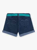Kind Mädchen dunkle Jeansshorts mit Paillettengürtel CAUJENETTE 1 / 22E2PFT2SHOK005