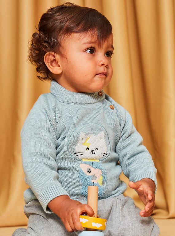 Mittelgroßer türkisfarbener Strickpullover DAUGO / 22H1BGZ2PUL219