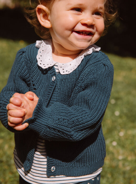 Smaragdgrüne Strickjacke mit Fantasiemuster GACAMILLE / 23H1BF82CAR608