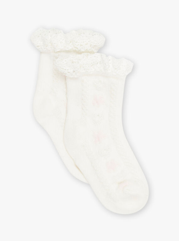 Elfenbeinfarbene Socken mit Lochmuster FAFLORE / 23E4BFI1SOQ005