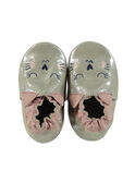 Weicher Lederpantoffel Glitzer-Beige mit Katzen-Stickerei Baby Mädchen GNFCHAT / 19WK37Z2D3S080