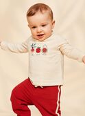 Vanillefarbenes Poloshirt mit gestickten Gemüsepatches FACETHAN / 23E1BGB1POL114