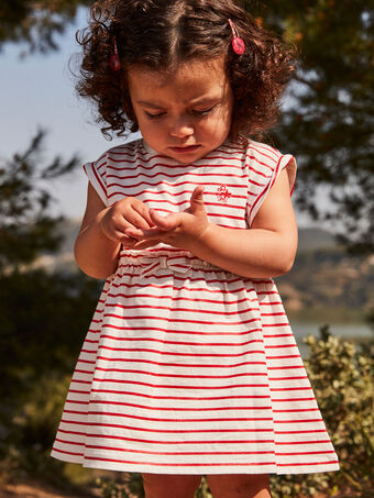 Baby Mädchen rot gestreiftes Jersey-Kleid CAURSULA / 22E1BFP1ROB001