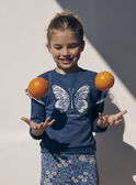 Blaues Sweatshirt mit aufgesticktem Schmetterlingsmotiv LESWETTE / 24H2PFJ1SWEC233