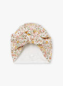 Geburtsmützchen in Ecru und Rosa mit Blumenprint LOA / 24H0AF11BON001