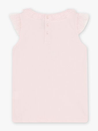 Rosafarbenes T-Shirt mit Blumenstrauß-Animation für Kind Mädchen CLUTIJETTE / 22E2PF11TMCD300