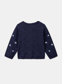 Texturierte marineblaue Strickjacke mit aufgestickten Blumen LACORRINE / 24H1BFJ2CAR070