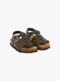 Offene Sandalen aus grünem Leder FESANDAGE / 23N10PG62D0E604