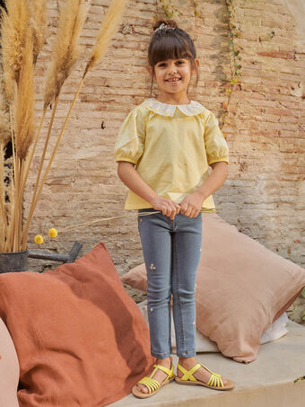 Helle Denim-Jeans für Kinder Mädchen mit Blumendruck CEPOETTE / 22E2PFB1JEAP272
